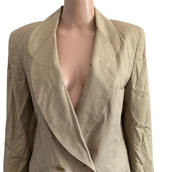 Vintage Albert Nipon Skirt Suit Womens Size 10 Light Brown Double Breasted - Picture 5 of 14